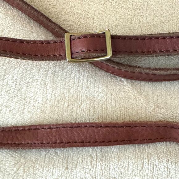 Margot NY Mary Scoop Crossbody Leather Purse Double Zipper Brandy Brown - Picture 13 of 13